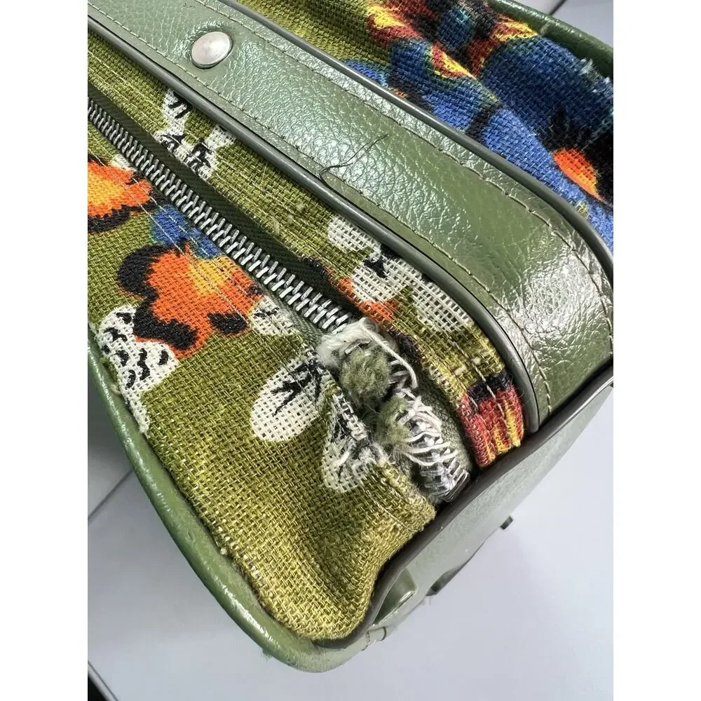 Vintage 1960s Floral Green Bantam Travel Bag Suitcase Retro Mod